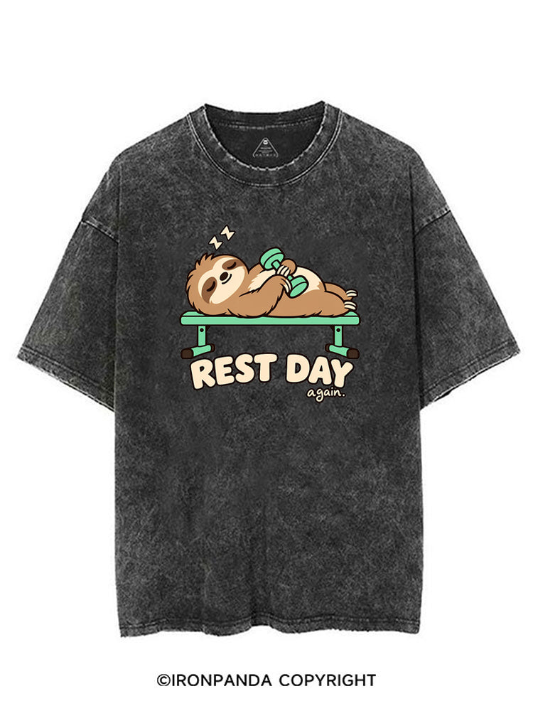 Rest Day Again Lazy Sloth VINTAGE GYM SHIRT