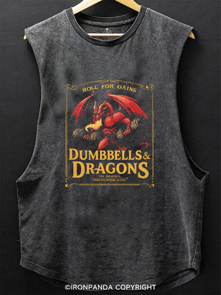 DUMBELLS &  DRAGONS FUNNY Scoop Bottom Cotton Tank