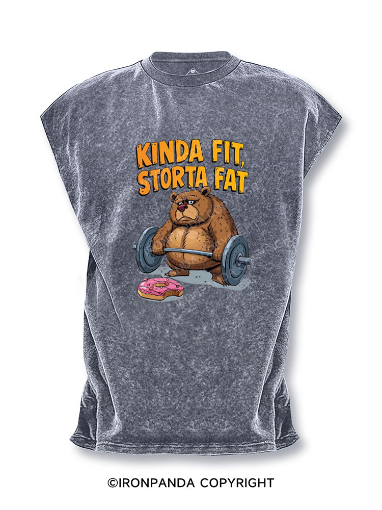 Kinda Fit Sorta Fat Bear Lifting Cut Off Tank
