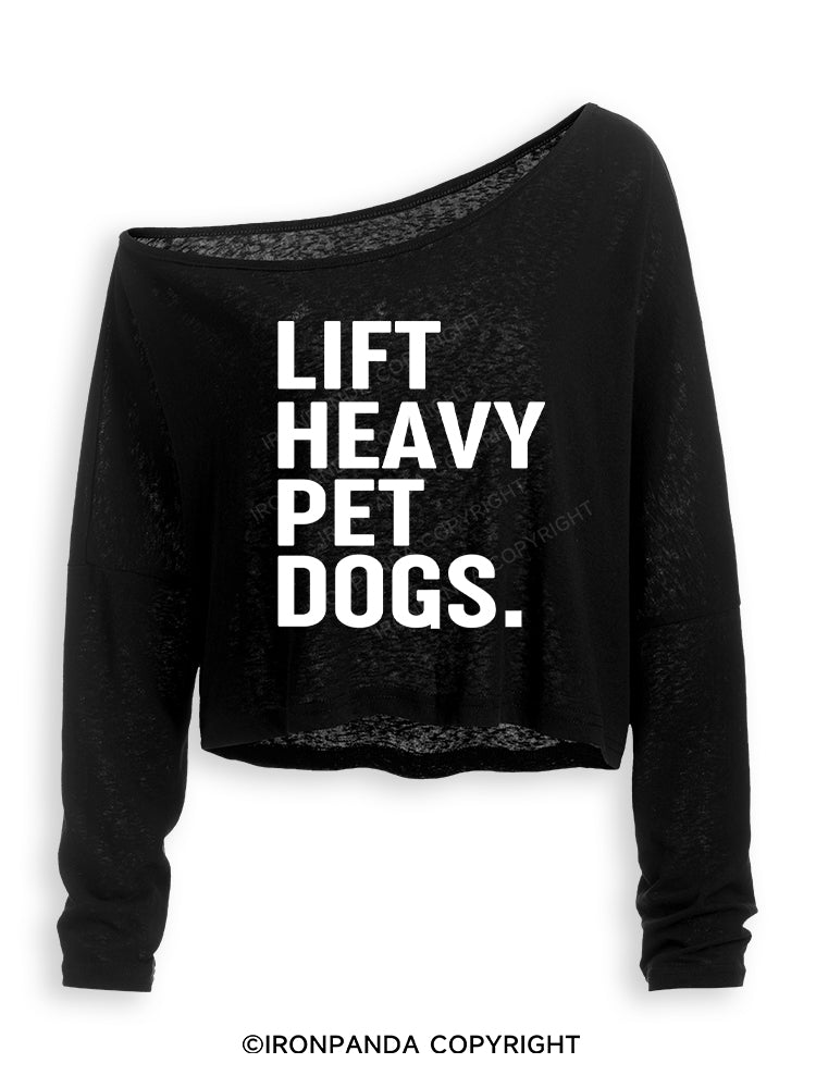 LIFT HEAVY PET DOGS Off Shoulder Long Sleeve Crop Top
