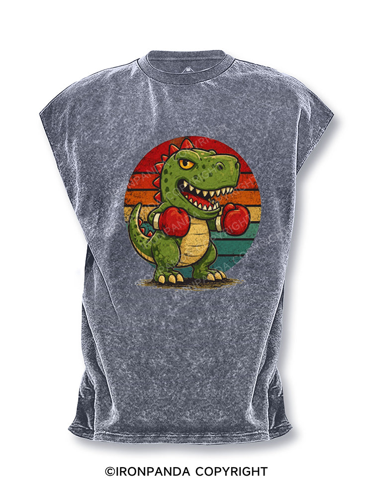 Funny Dinosaur with Boxing Gloves Cut Off Tank