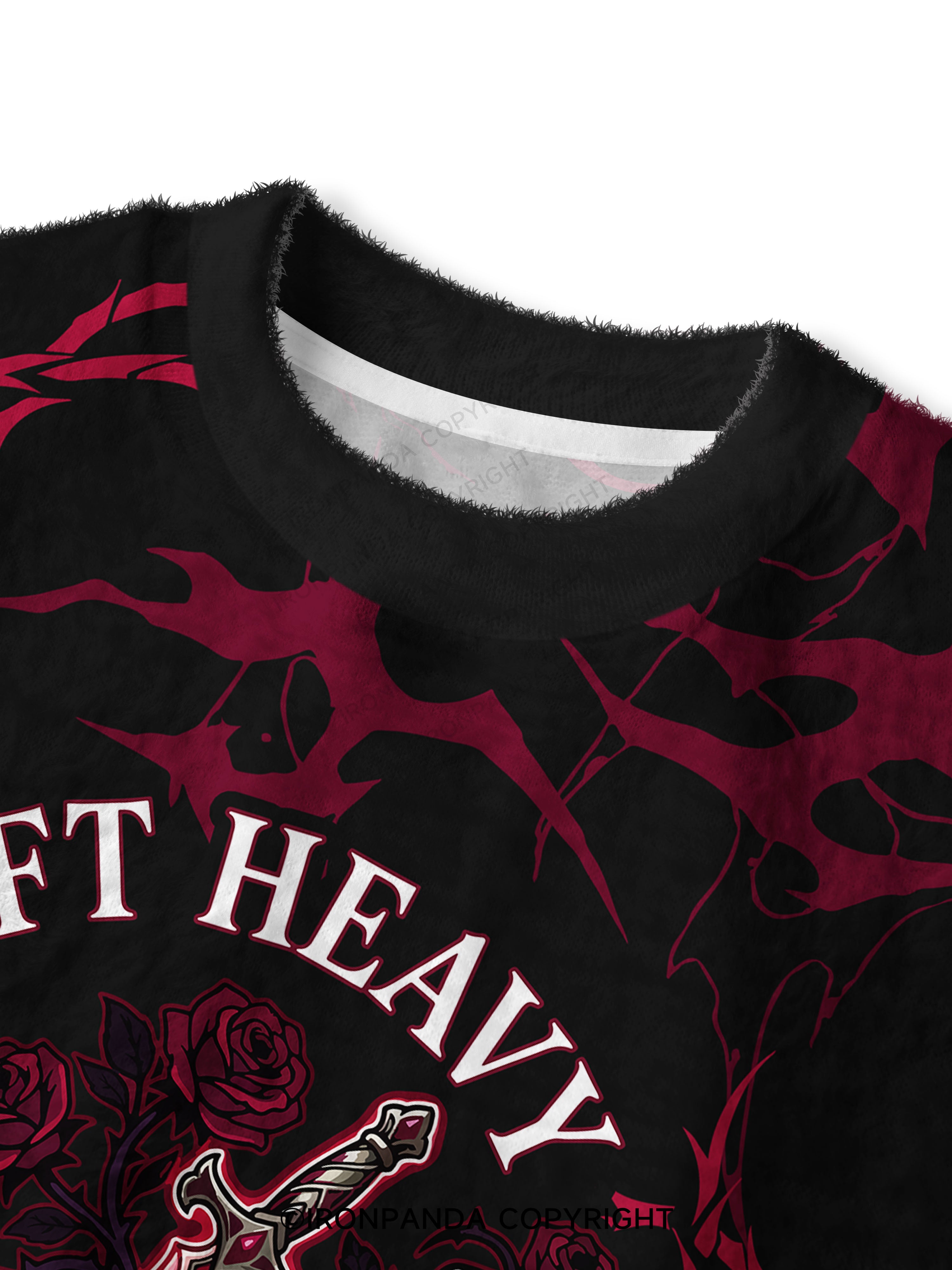 LIFT HEAVY READ SMUT Fuzzy Fleece Crop Sweater