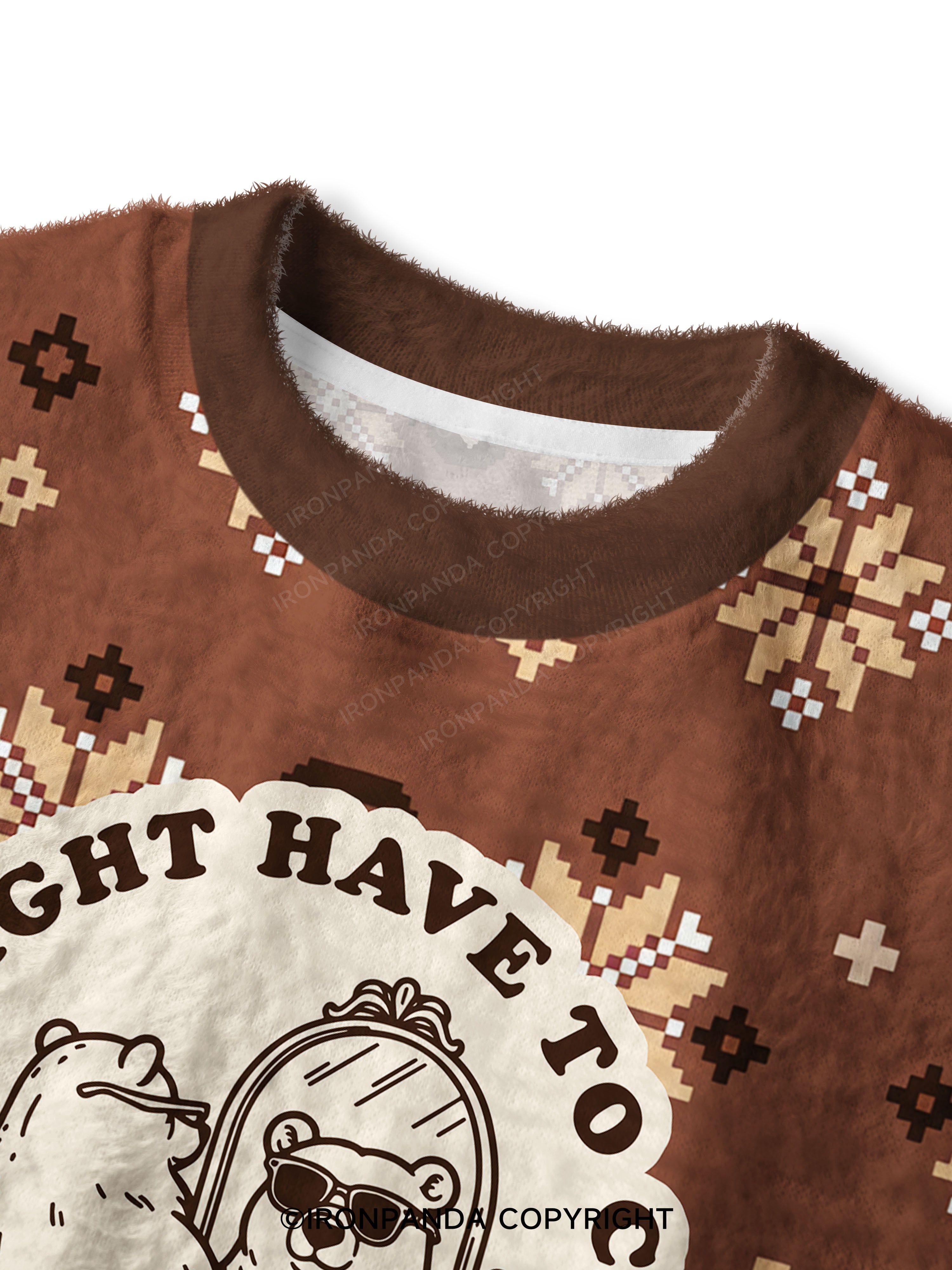 DAMN, MIGHT HAVE TO CALL IN THICC TODAY Fuzzy Fleece Crop Sweater