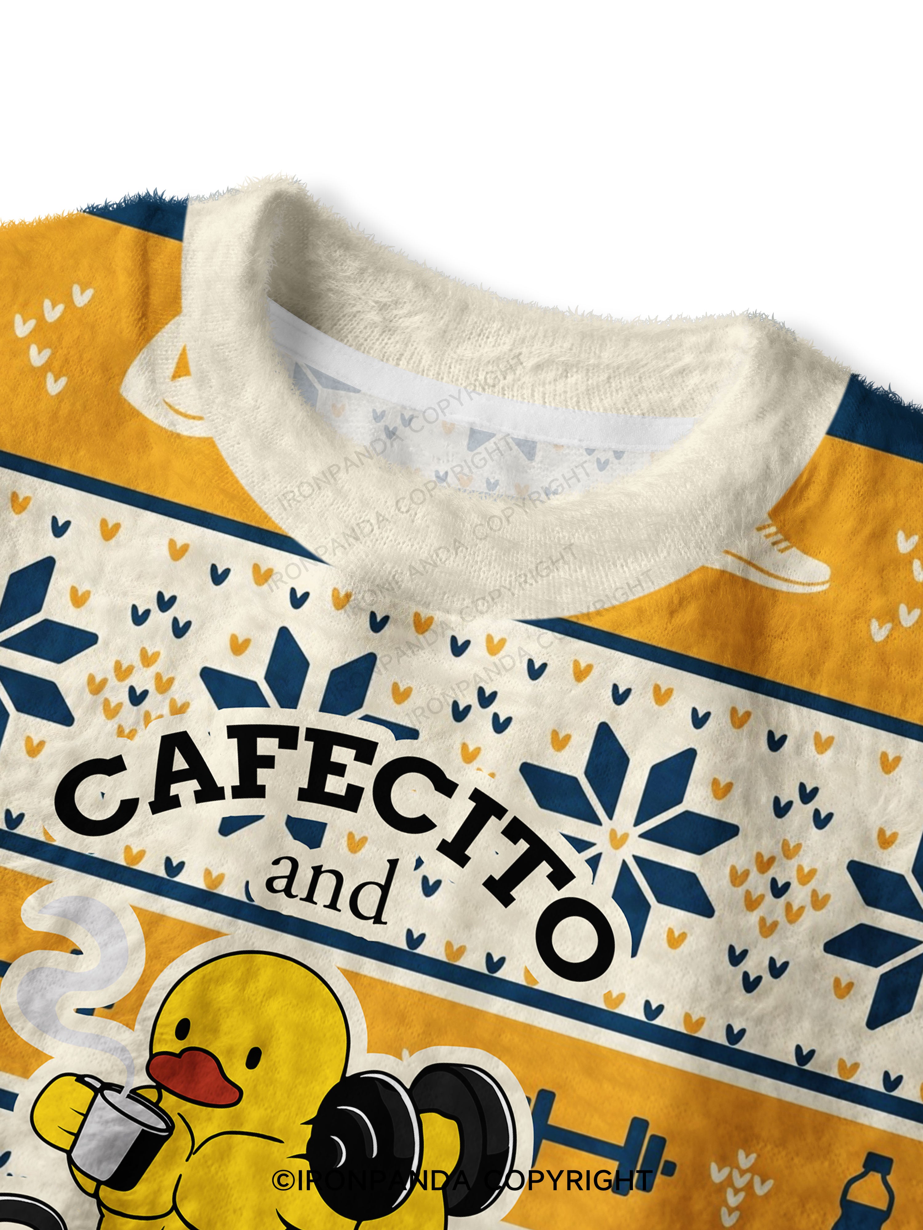 CAFECITO AND GAINS Fuzzy Fleece Crop Sweater