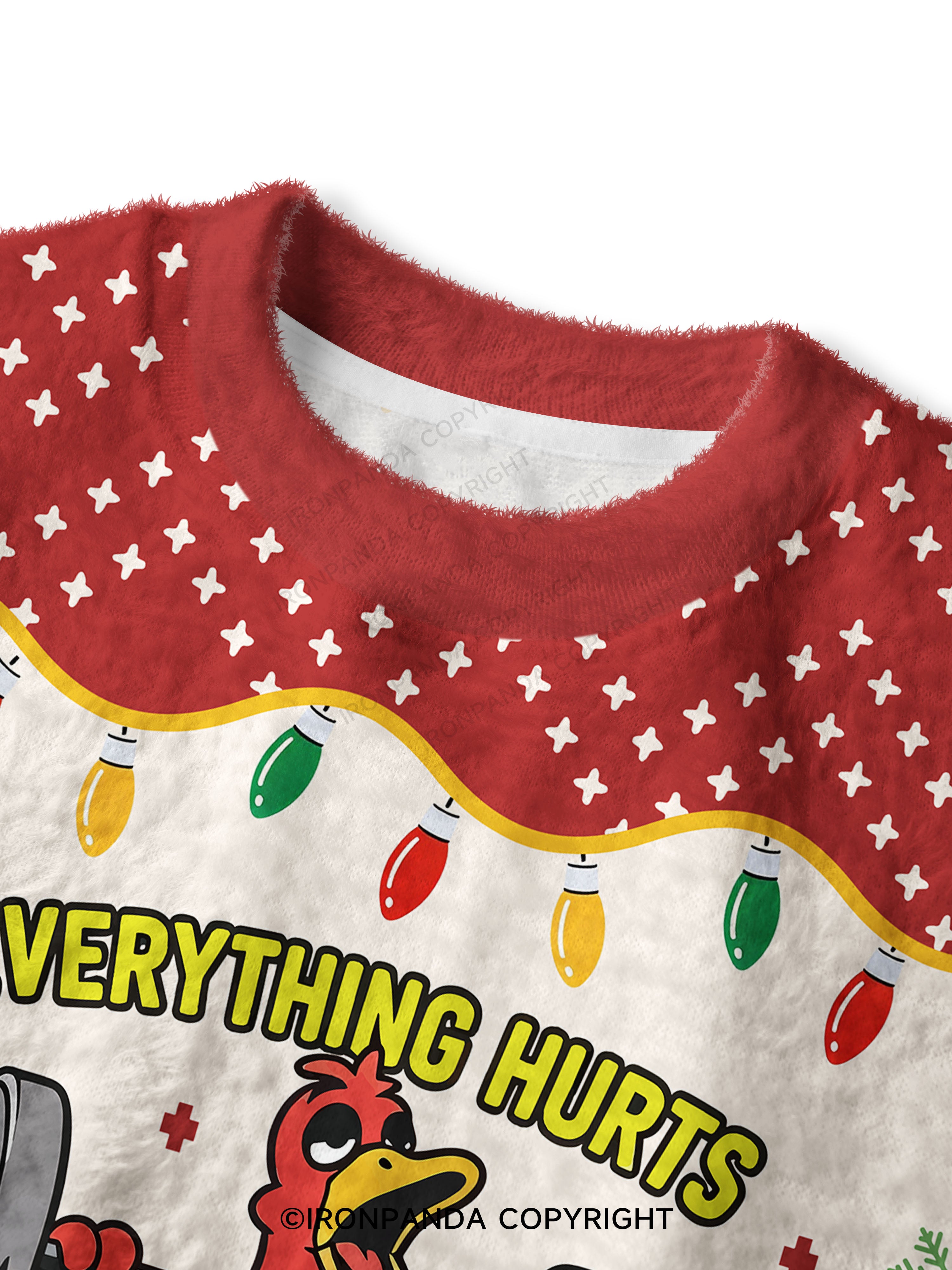 Everthing Hurts And I'm Tired Weightlifting Duck Fuzzy Fleece Crop Sweater