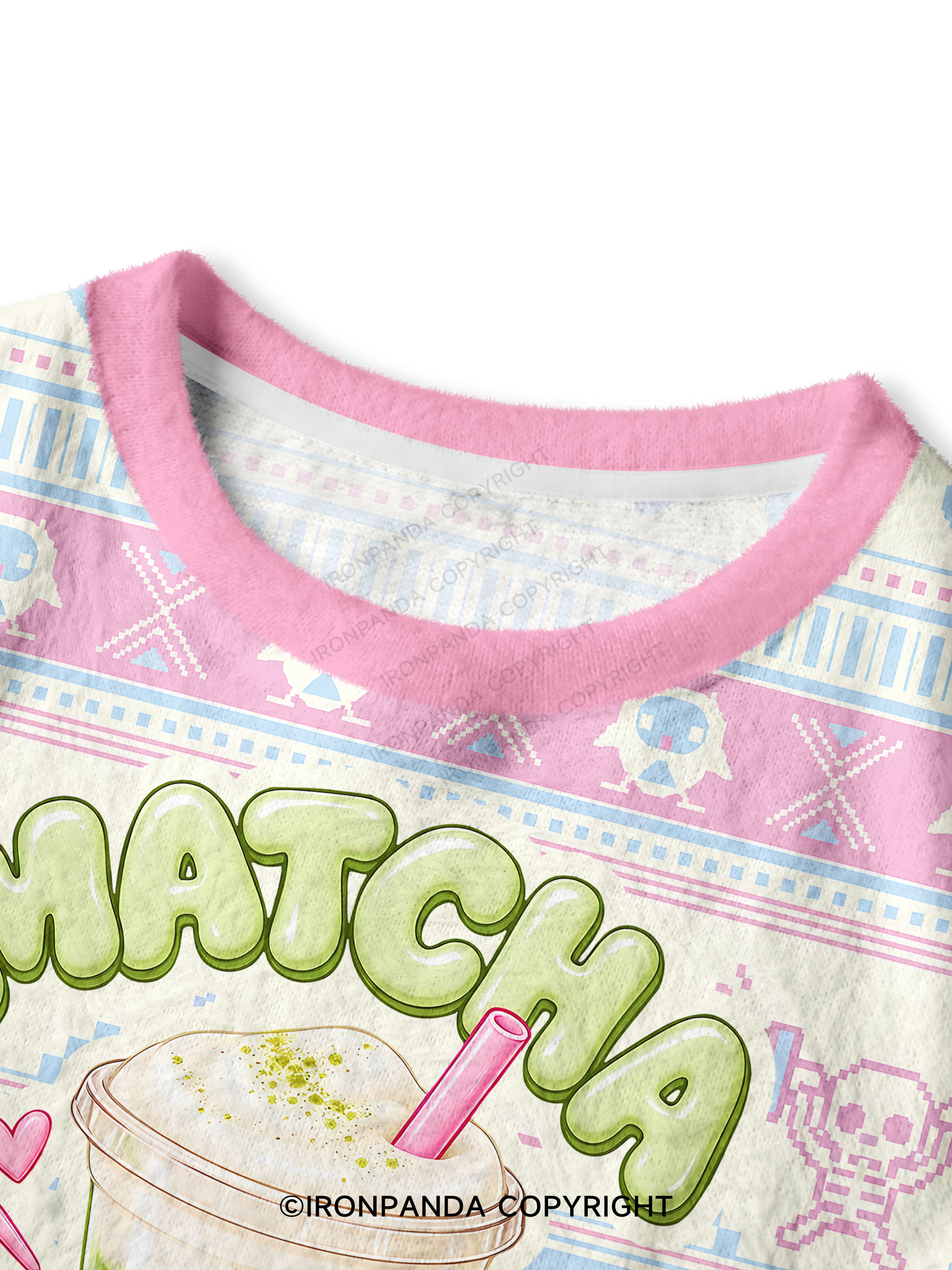 MATCHA & DUMBBELLS MATCHA GYM LOVER Crop Ugly Sweater