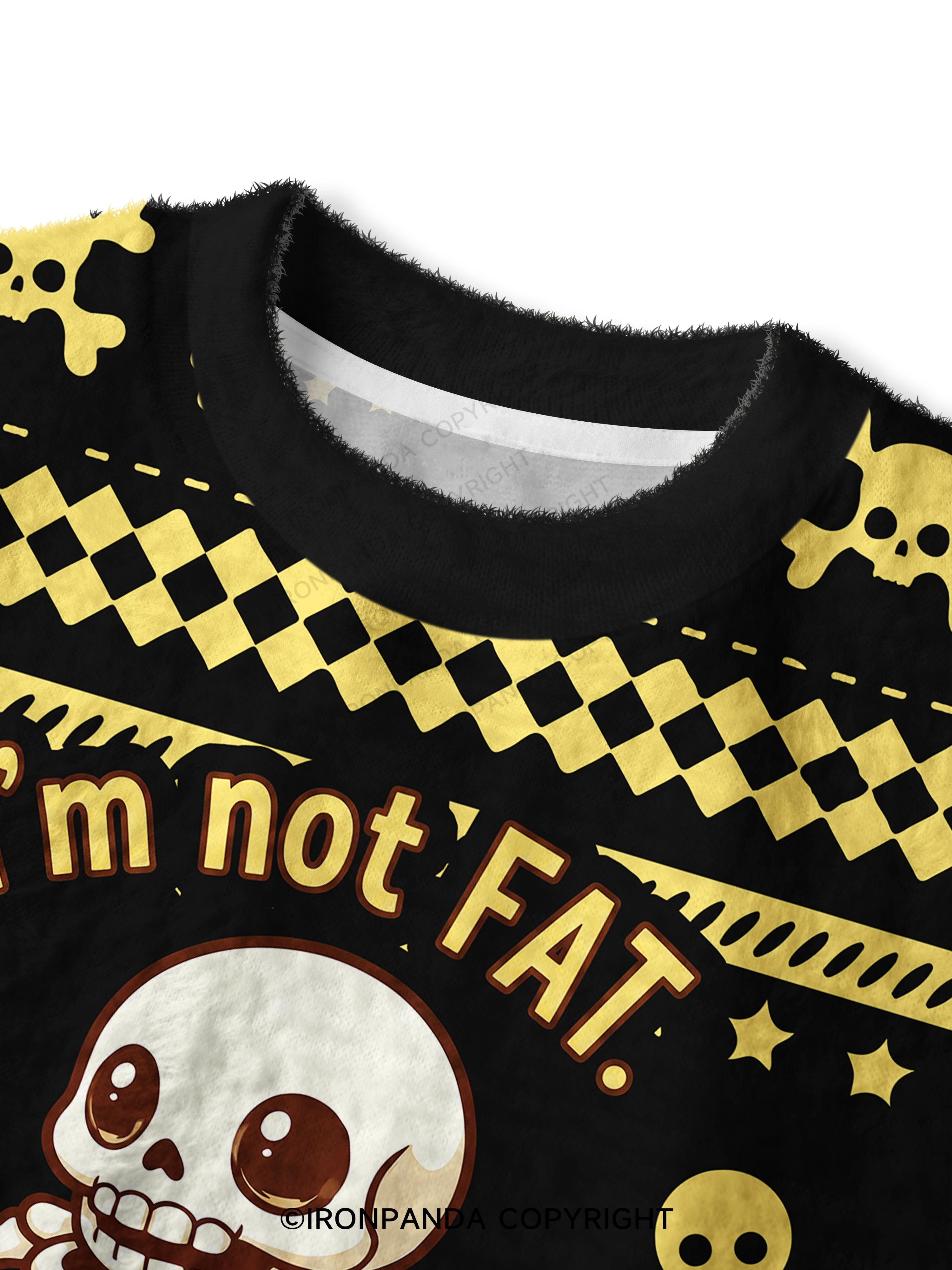 I'M NOT FAT I'M UNEXERCISED Fuzzy Fleece Crop Sweater