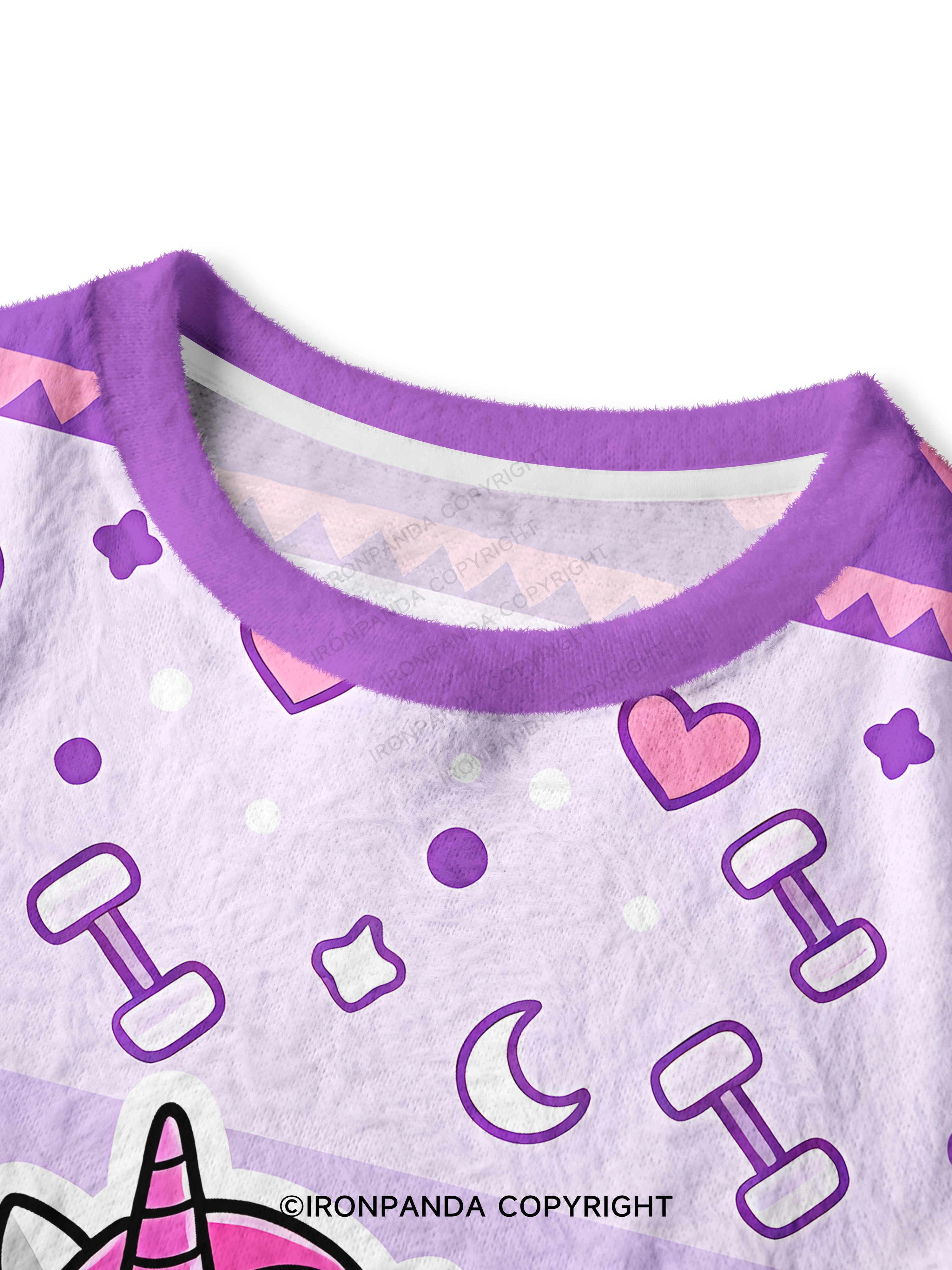 installing muscles gym unicorn Crop Ugly Sweater