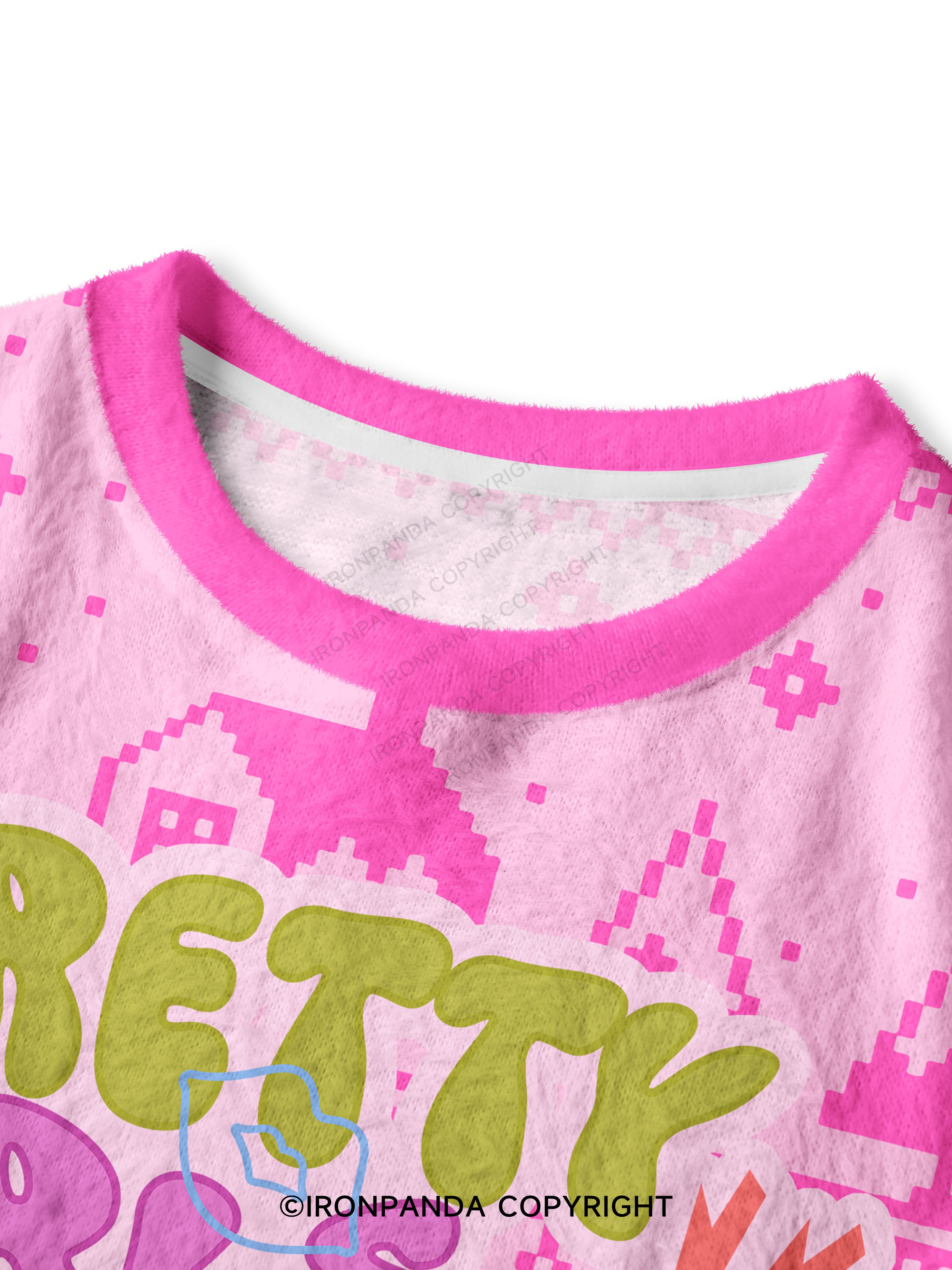PRETTY GIRLS LIFT HEAVY Crop Ugly Sweater
