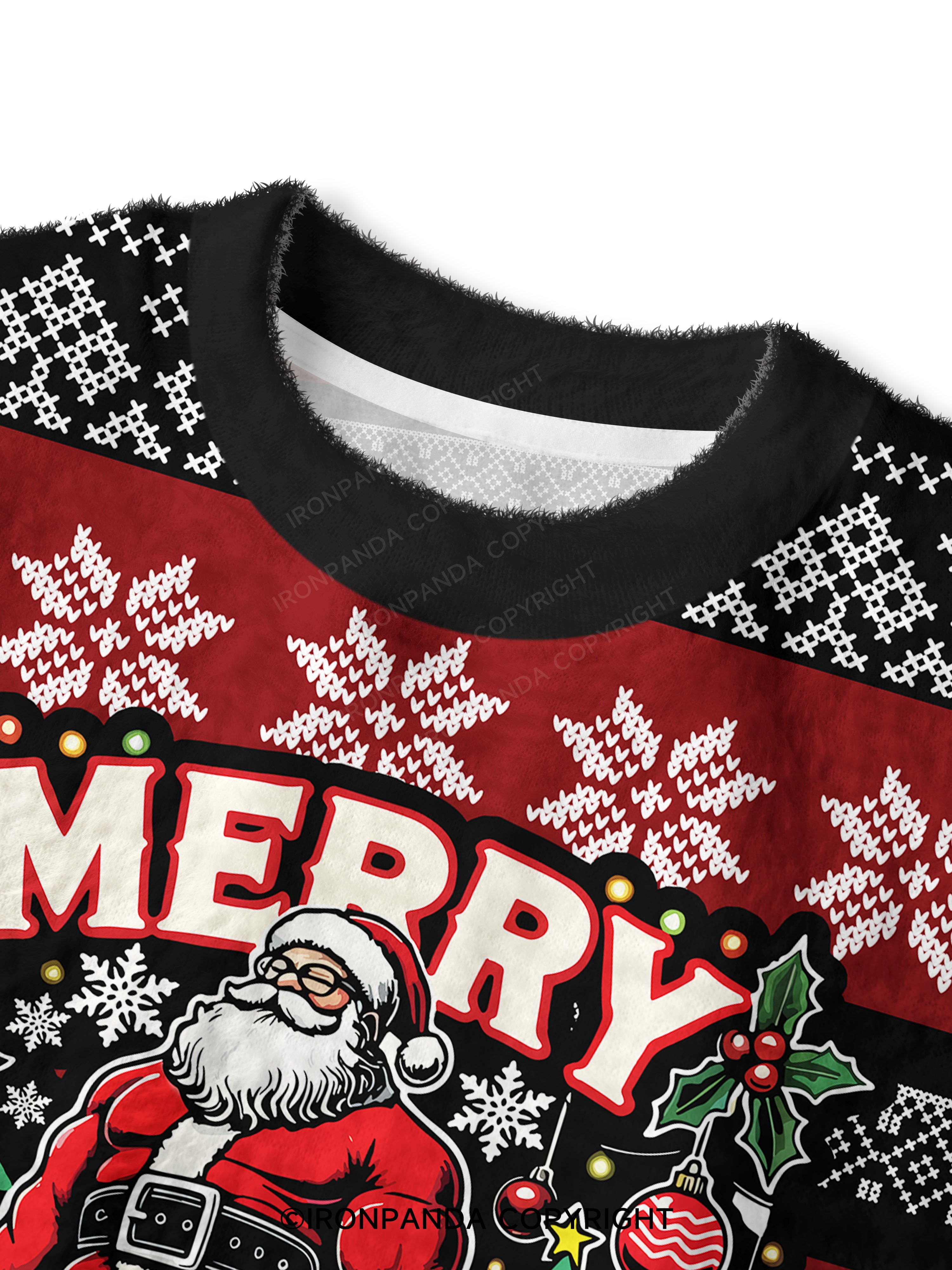 Merry Liftmas Fuzzy Fleece Crop Sweater