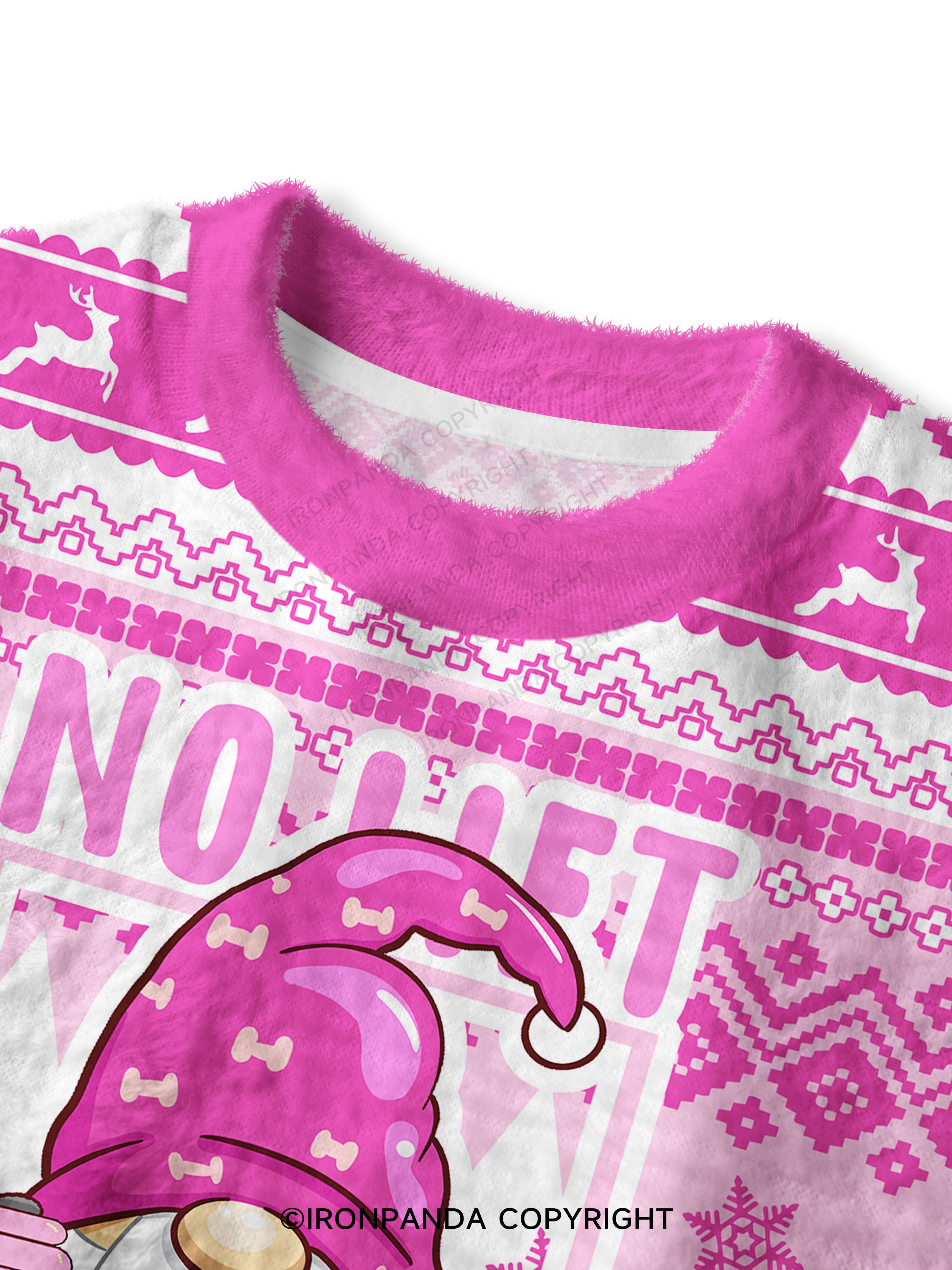 gnome no lift no gift Fuzzy Fleece Crop Sweater