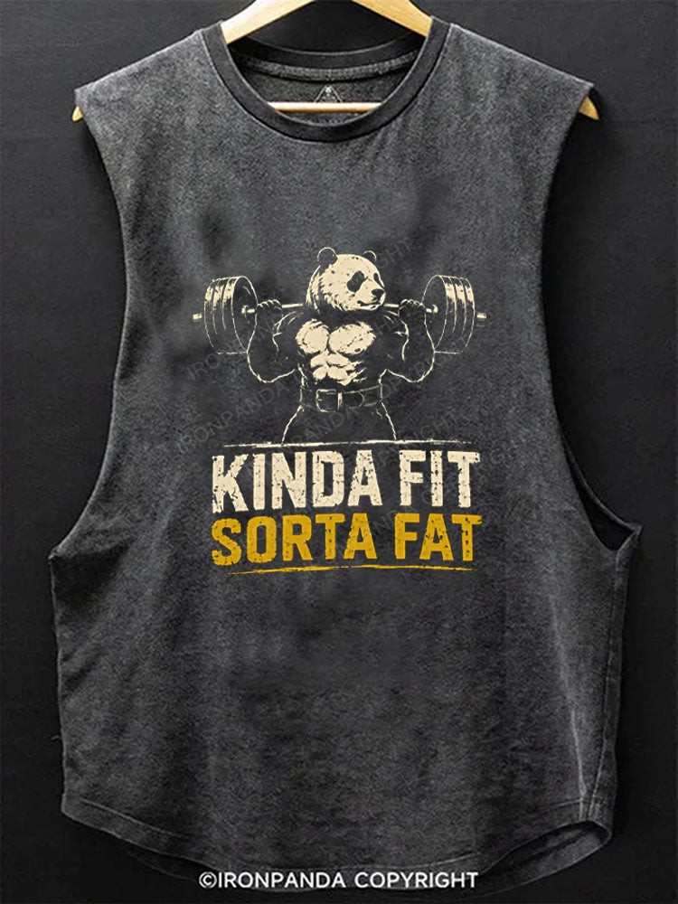 Kinda Fit Sorta Fat Panda Weightlifting Humor Scoop Bottom Cotton Tank