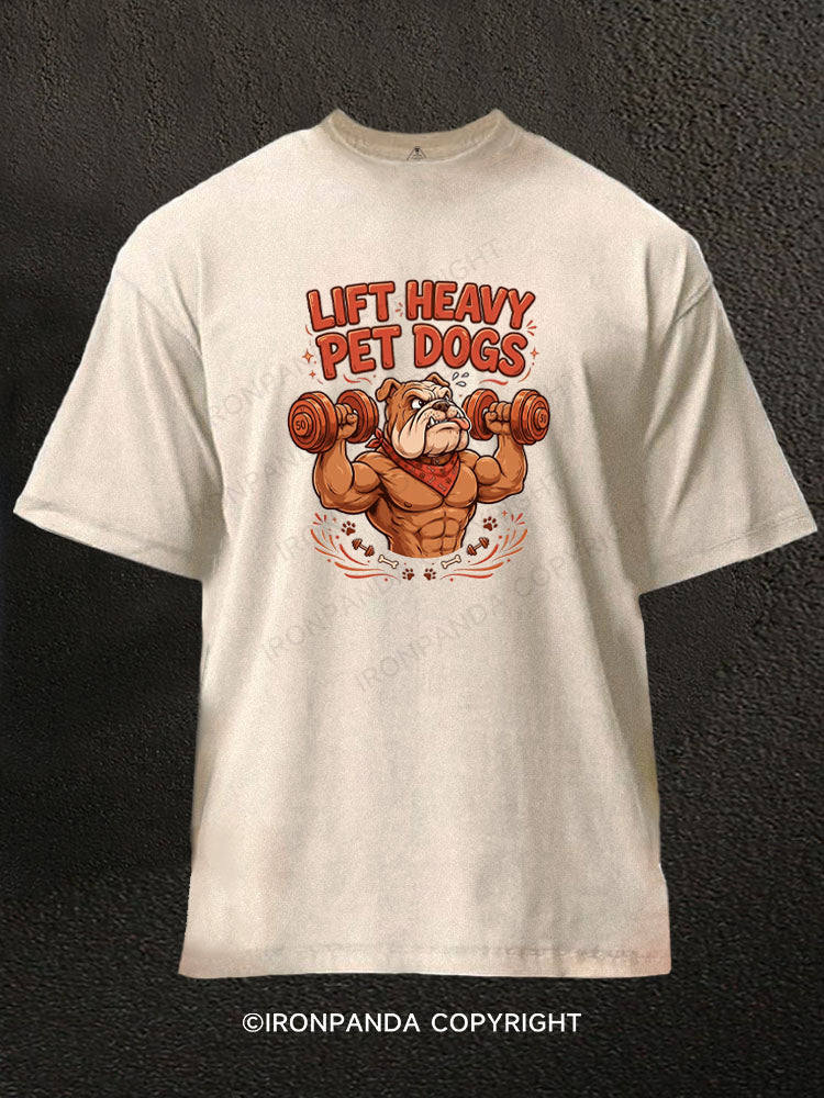 Lift Heavy Pet Dogs Funny Washed Gym Shirt