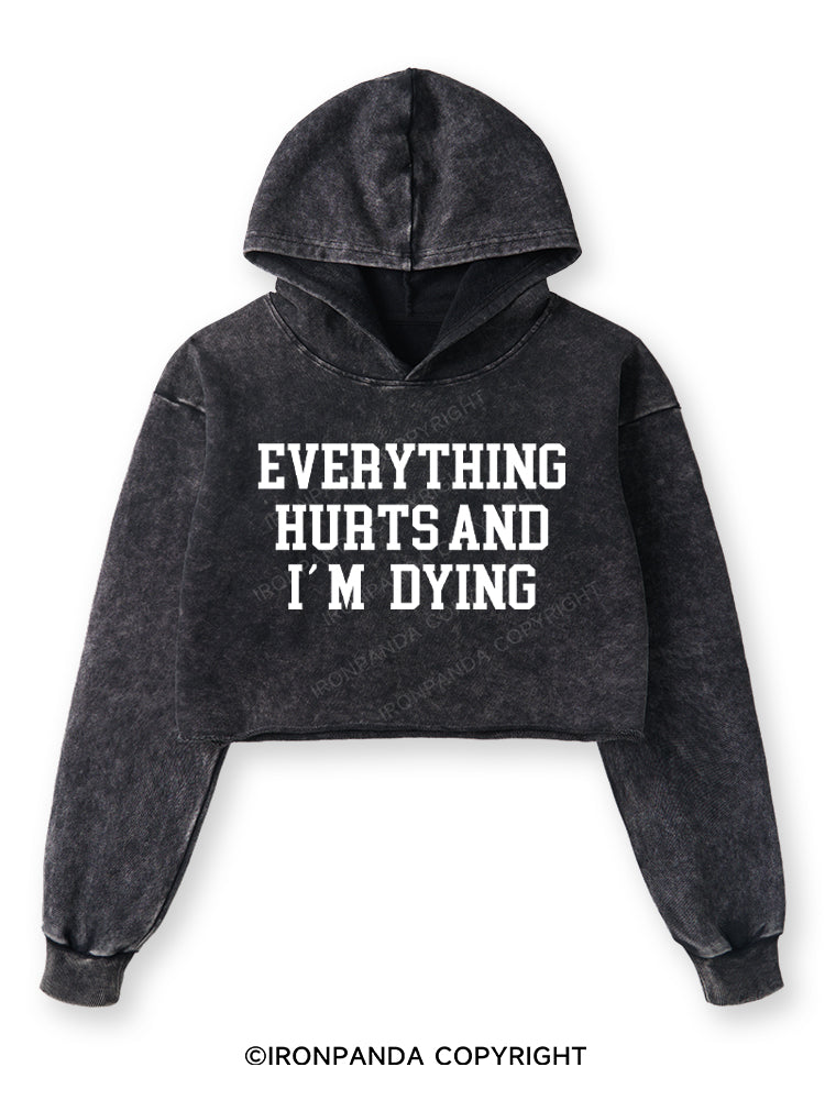 EVERYTHING HURTS AND I'M DYING Washed Crop Hoodie