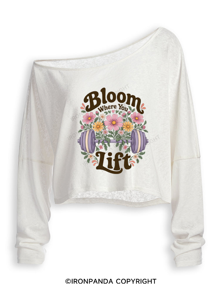 Bloom Where You Lift Off Shoulder Long Sleeve Crop Top