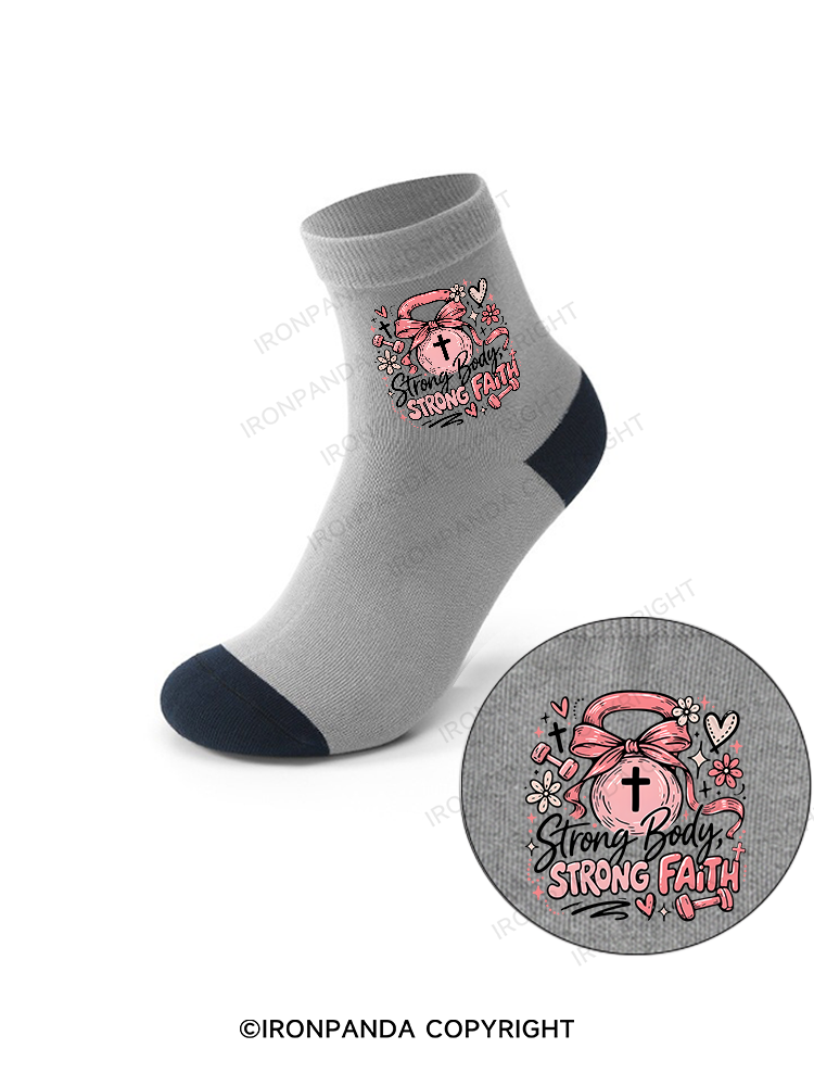 STRONG BODY, STRONG FAITH JESUS Crew Socks