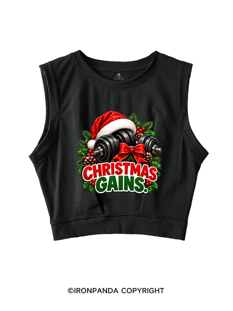 CHRISTMAS GAINS MERRY LIFTMAS SLEEVELESS CROP TOPS