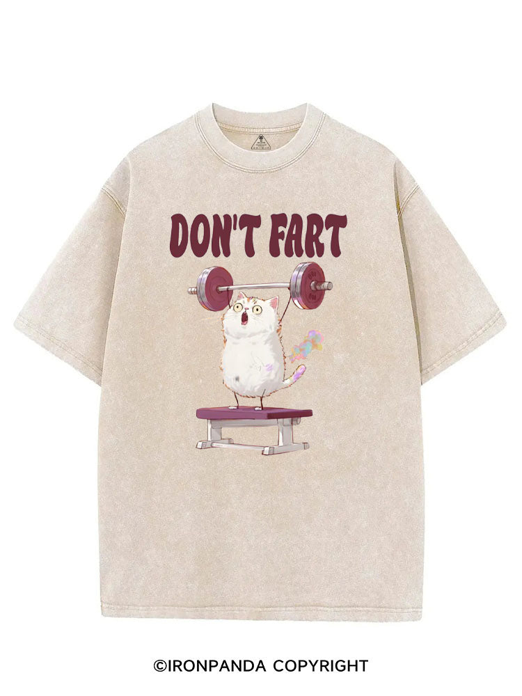 DON'T FART CUTE FUNNY KITTY VINTAGE GYM SHIRT