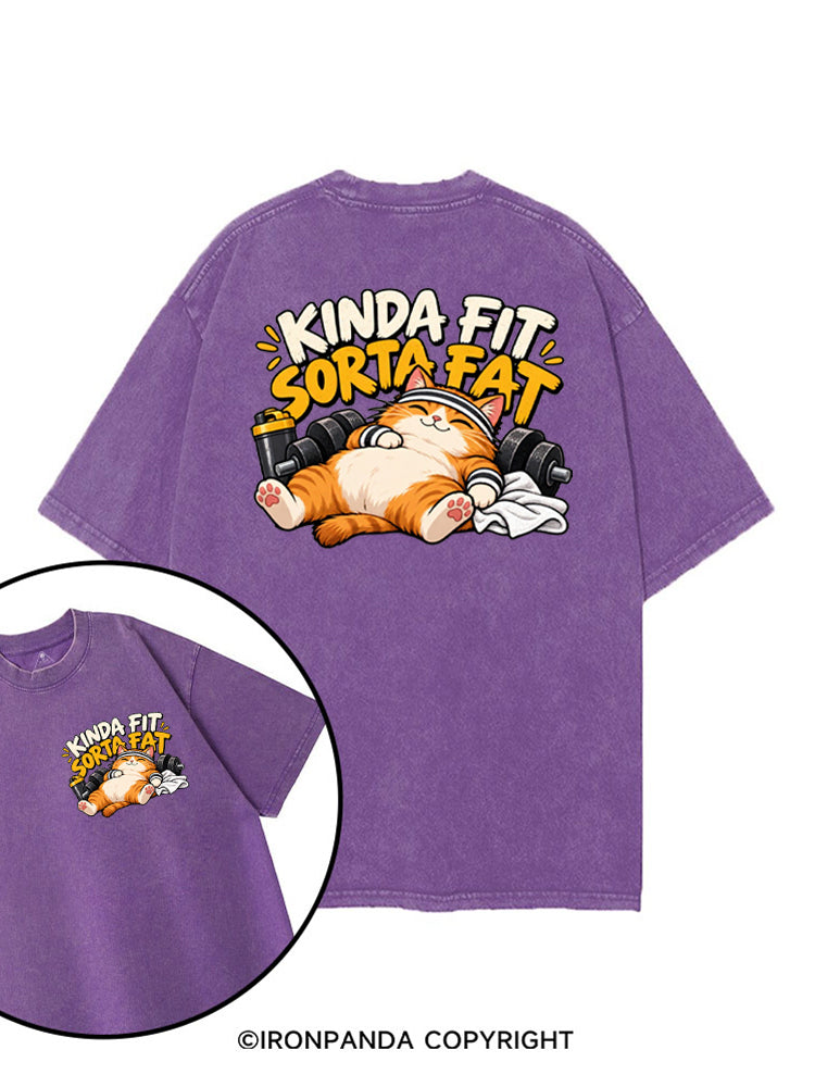 Kinda Fit Sorta Fat Cute Gym Cat printed Gym Shirt