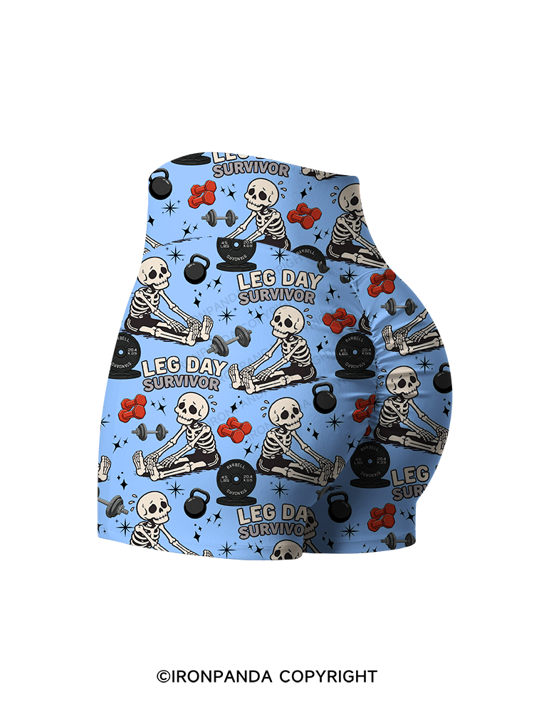 Leg Day Survivor Printed Yoga Shorts