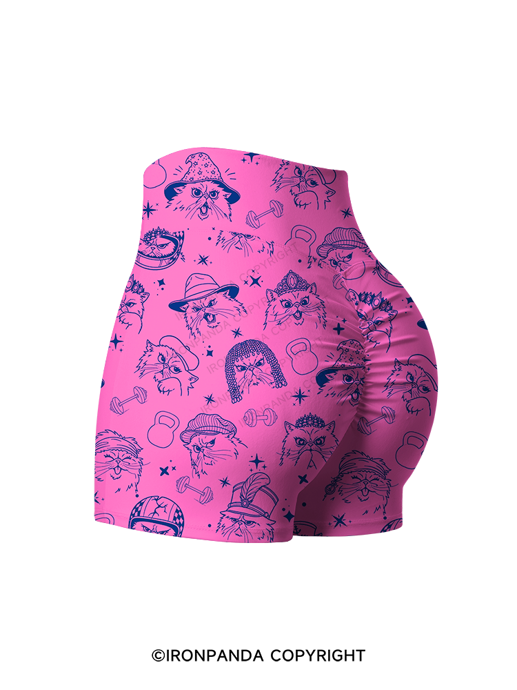 FITNESS COOL CATS Printed Yoga Shorts