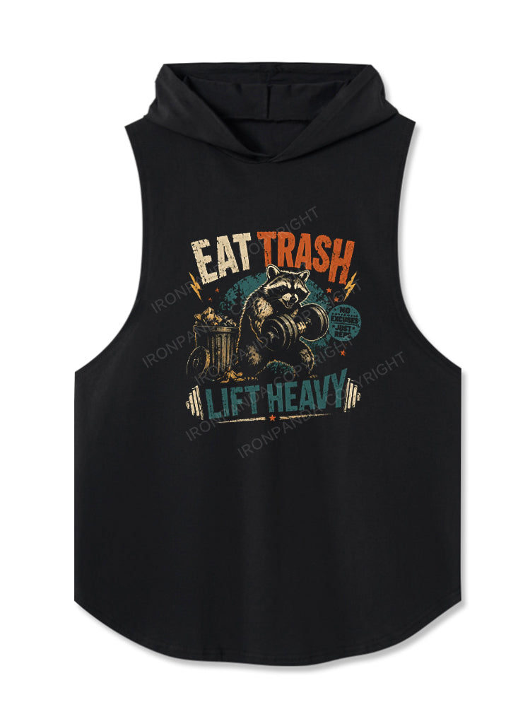 Eat Trash Lift Heavy Raccoon Hooded Tank
