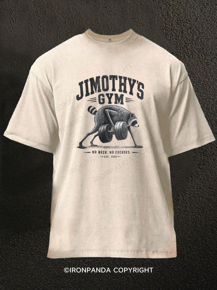 Jimothy's Gym No Neck No Excuses Washed Gym Shirt