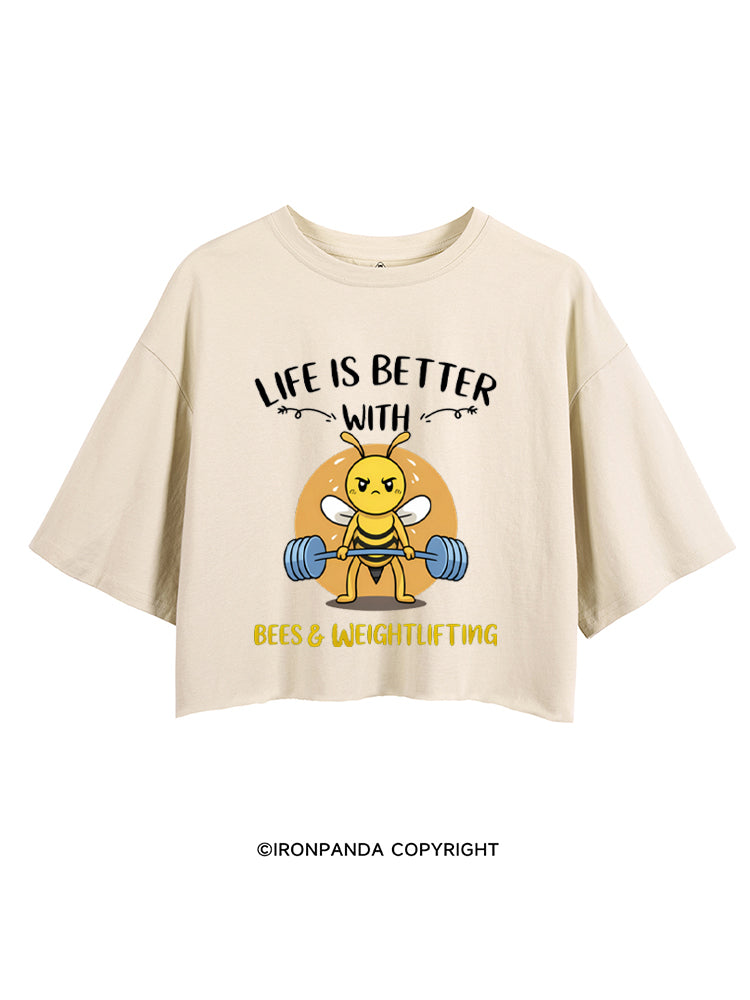 Life Is Better With Bees Weightlifting CROP TOPS