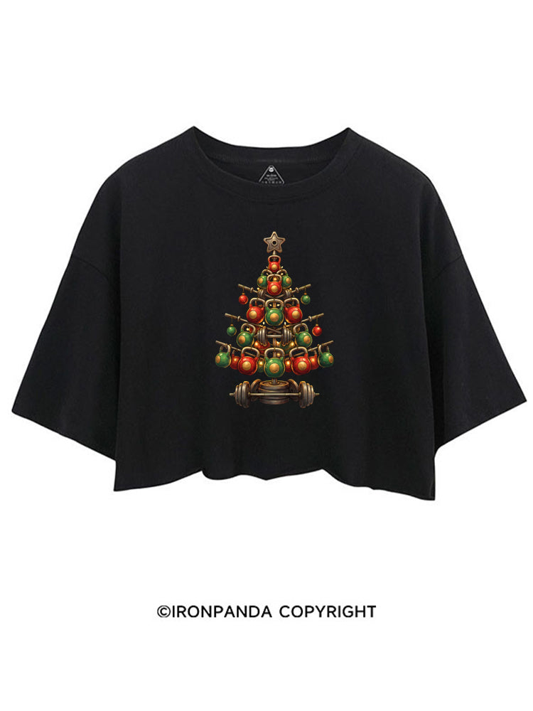 GYM LIFTMAS WORKOUT KETTLEBELL CHRISTMAS TREE CROP TOPS