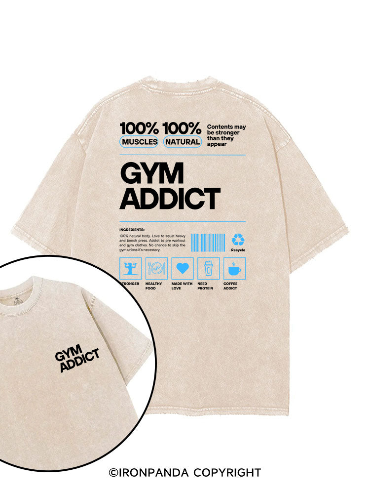 GYM ADDICT 100% MUSCLES 100% NATURAL printed Gym Shirt