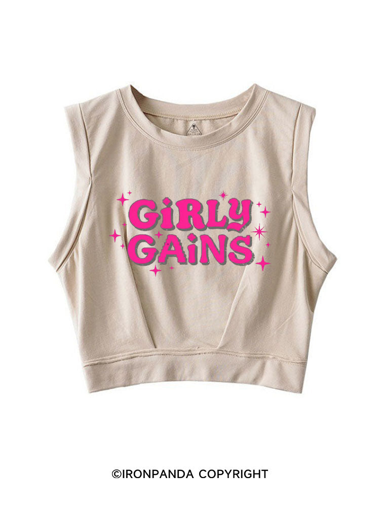 GIRLY GAINS STRONG GIRLS SLEEVELESS CROP TOPS