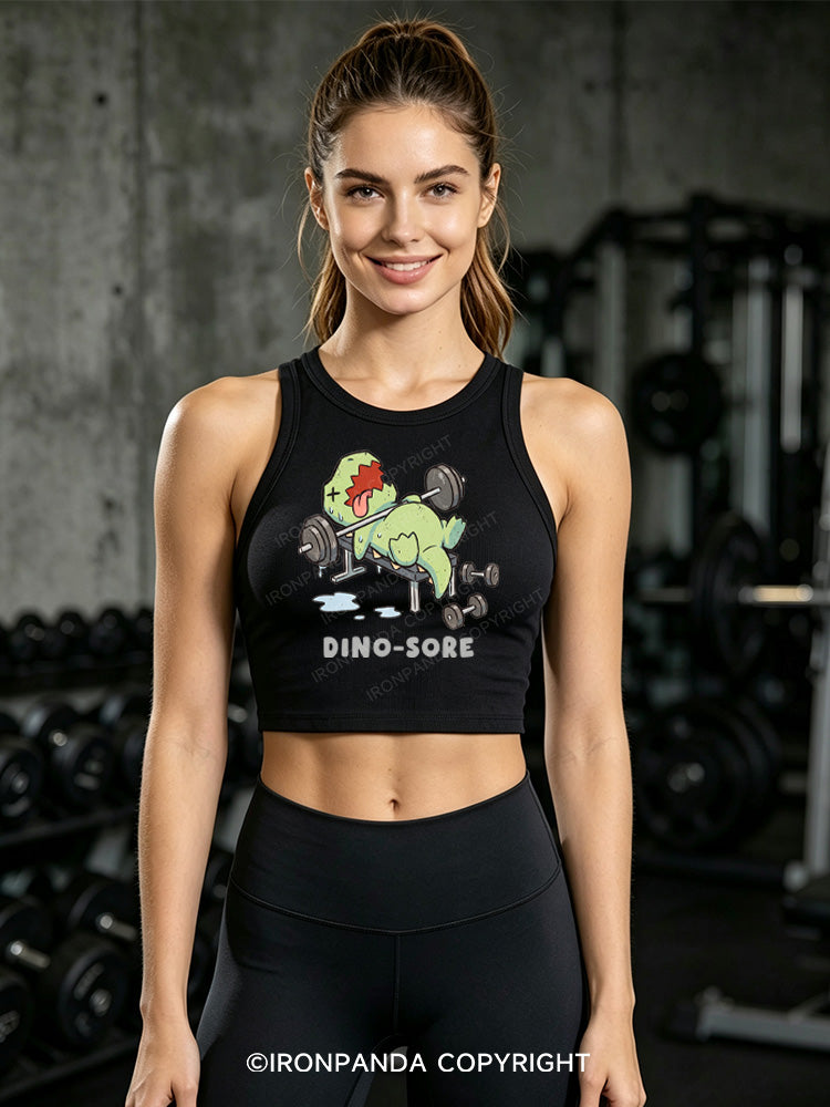DINO-SORE FUNNY Fitted Crop Tank Top