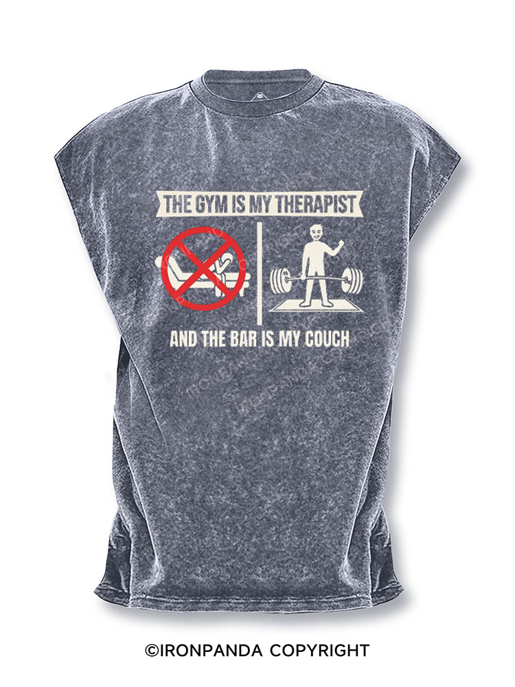 The Gym Is My Therapist and the Bar Is My Couch Cut Off Tank