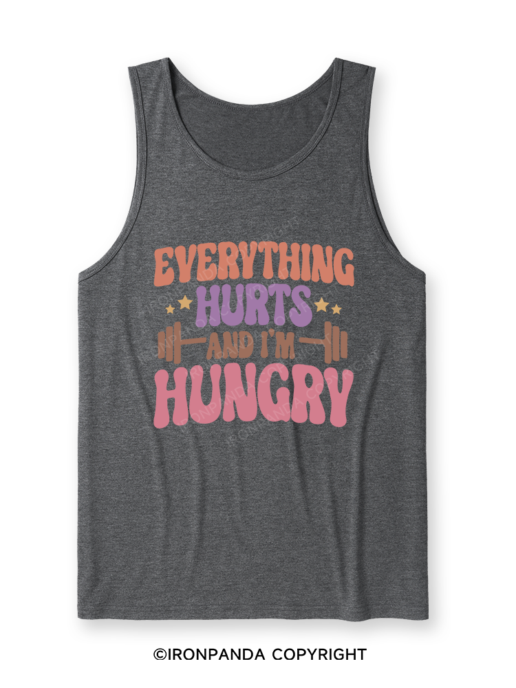 Everything Hurts and I'm Hungry Letter Ultra Soft Heather Tank