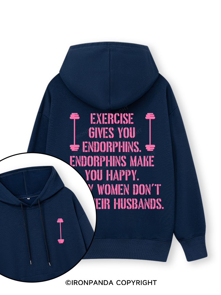 EXERCISE GIVES YOU ENDORPHINS PINK Double-Sided Printed Classic Gym Hoodie