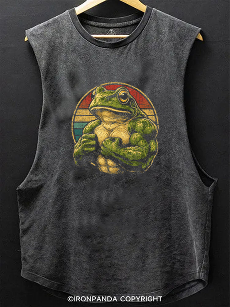 Retro Muscular Frog Strength Scoop Bottom Cotton Tank