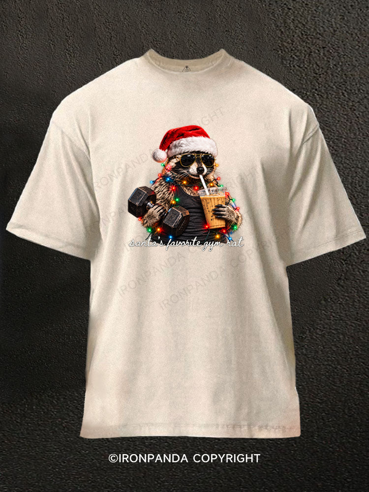 santa's favorite gym rat Washed Gym Shirt