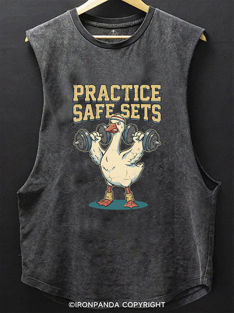 Funny Goose Gym Practice Safe Sets Workout Scoop Bottom Cotton Tank
