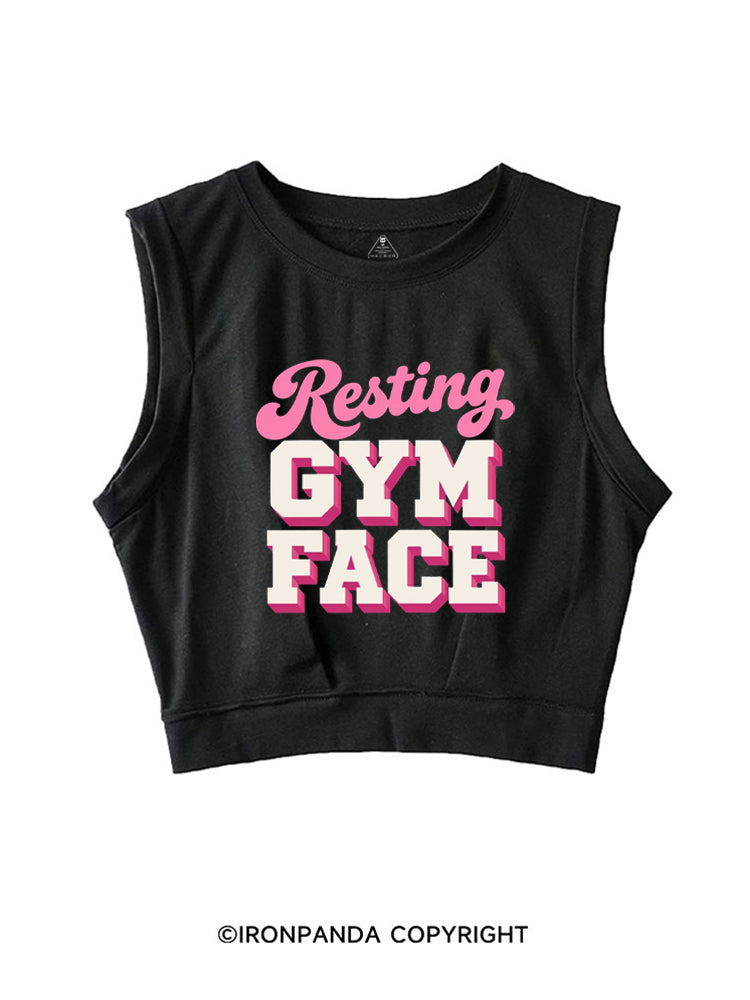 RESTING GYM FACE FUNNY WORKOUT SLEEVELESS CROP TOPS