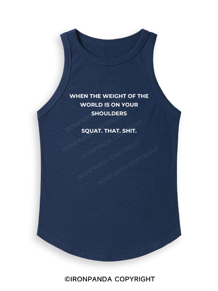 SQUAT. THAT. SHIT Fitted Tank Top