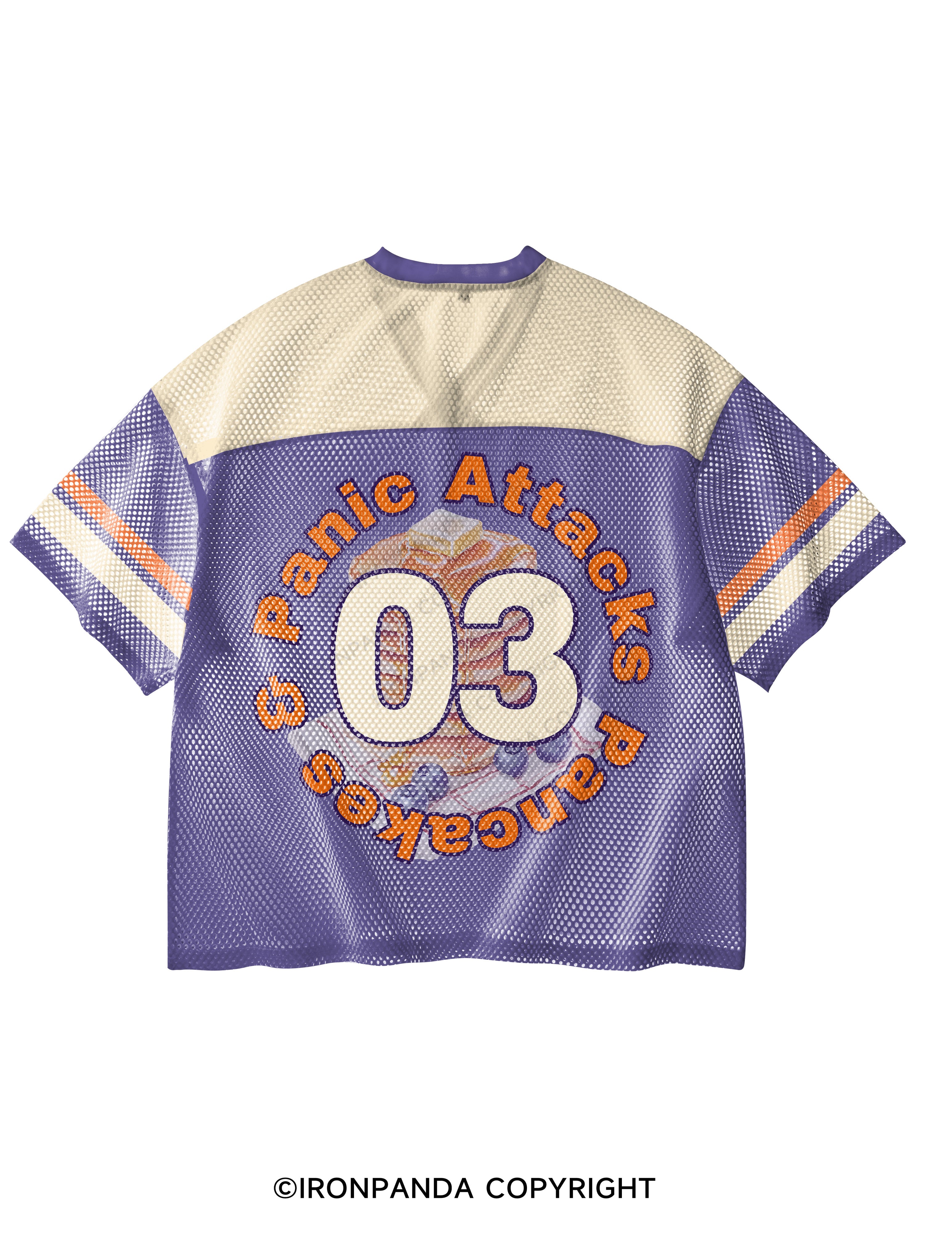 Pancakes & Panic Attacks V-Neck Open Hole Mesh Top