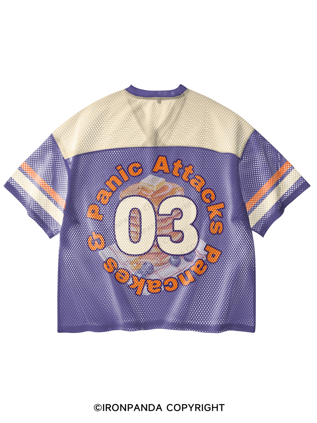 Pancakes & Panic Attacks V-Neck Open Hole Mesh Top
