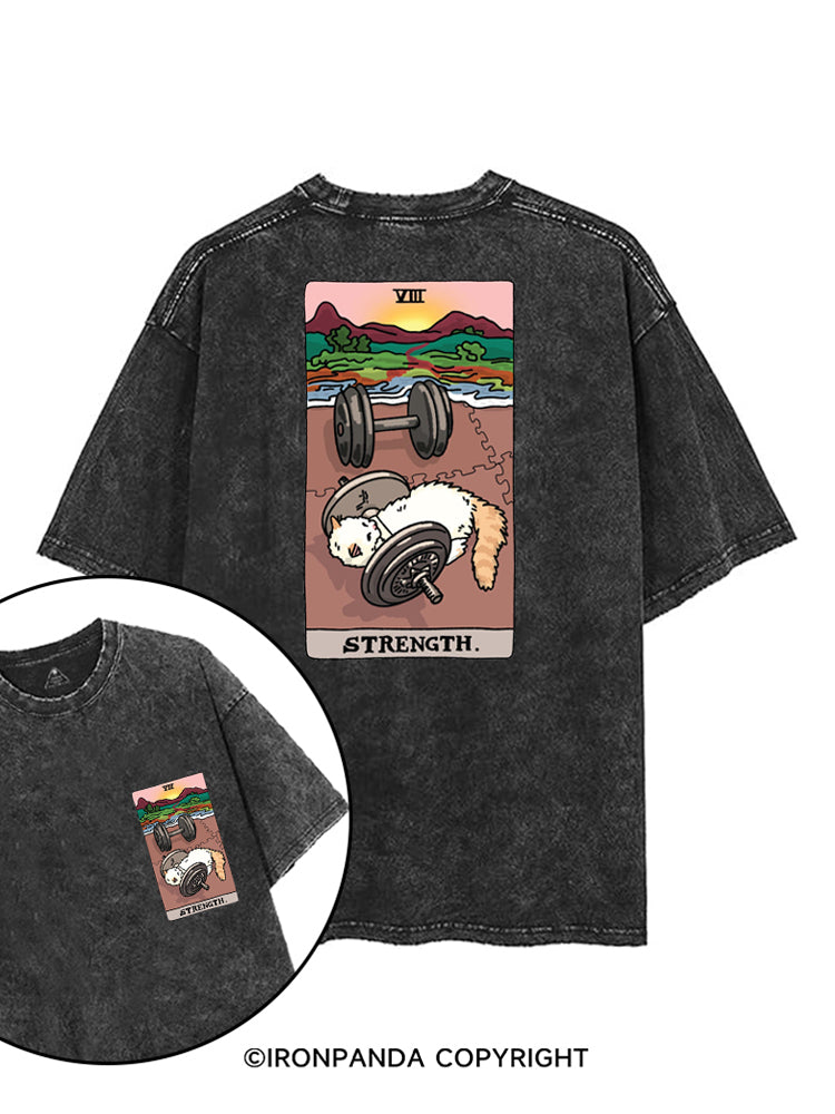 STRENGTH TAROT FUNNY GYM KITTY printed Gym Shirt
