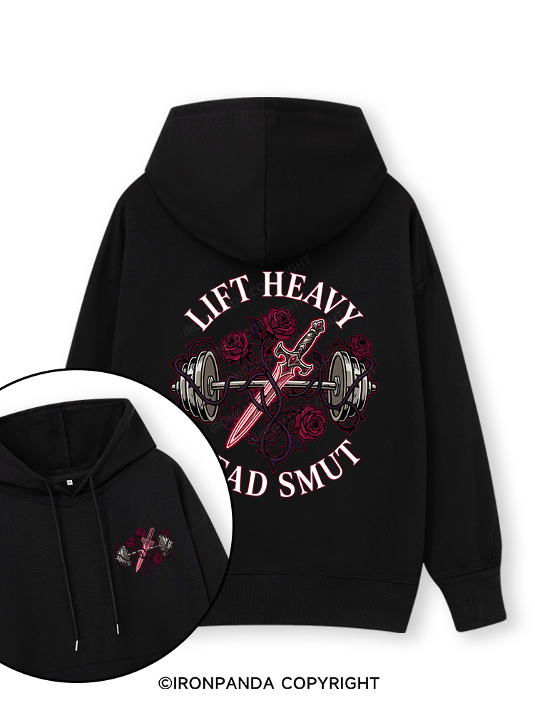 LIFT HEAVY READ SMUT Double-Sided Printed Classic Gym Hoodie