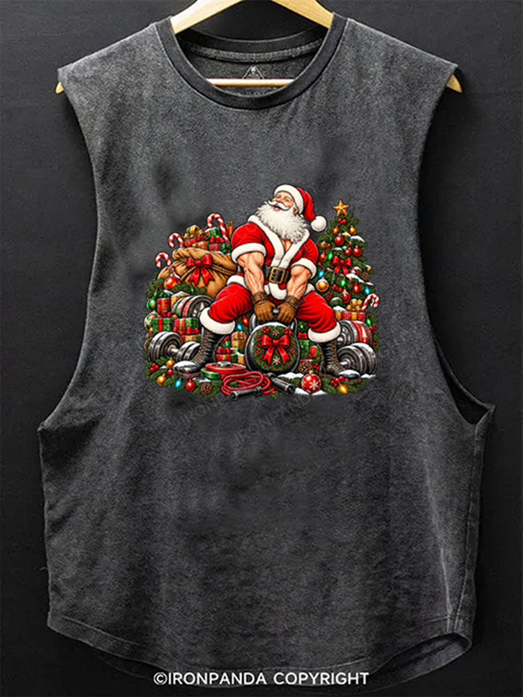 Muscular Santa Kettlebell Scoop Bottom Cotton Tank