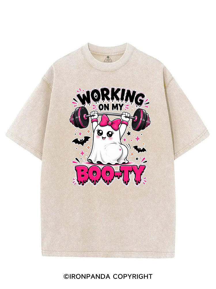 WORKING ON MY BOO-TY CUTE GYM GHOST VINTAGE GYM SHIRT