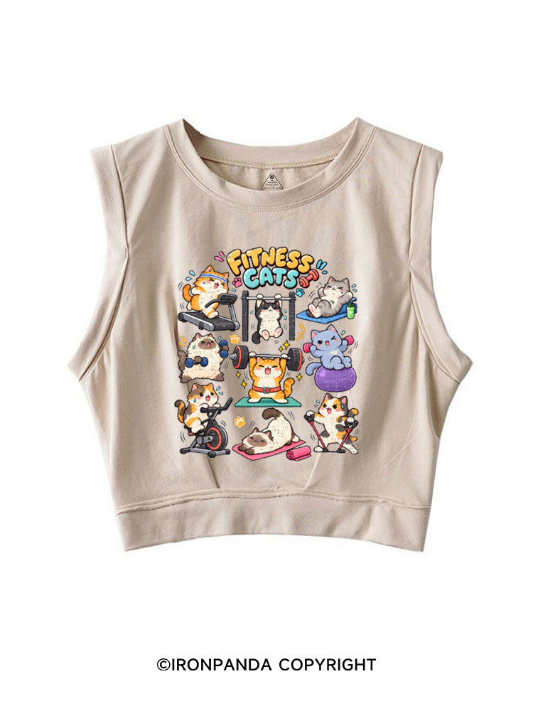 Fitness Cats Gym Workout SLEEVELESS CROP TOPS