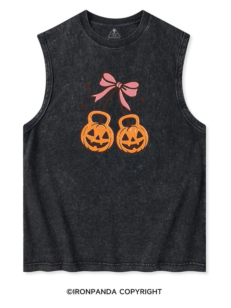 CHERRY PUMPKIN KETTLEBELL HALLOWEEN Washed Tank