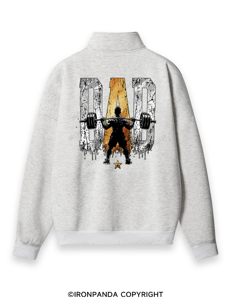 Dad Lifting Back Printed Quarter-Zip Fleece Sweatshirt