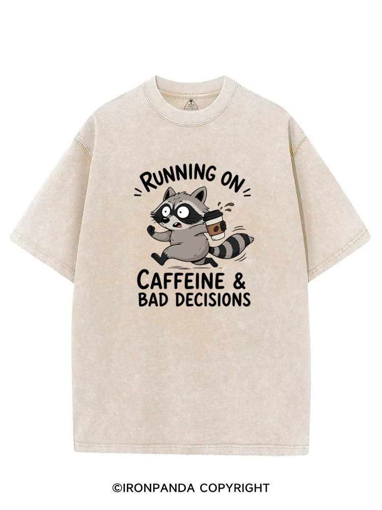 Running On Caffeine And Bad Decisions Funny Raccoon VINTAGE GYM SHIRT